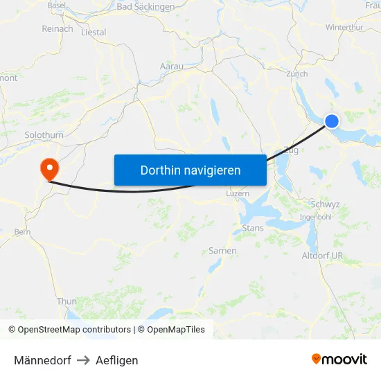 Männedorf to Aefligen map