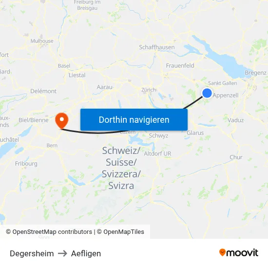 Degersheim to Aefligen map