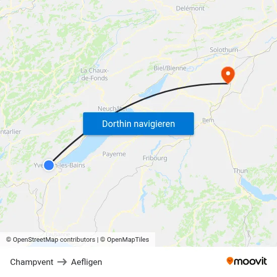 Champvent to Aefligen map