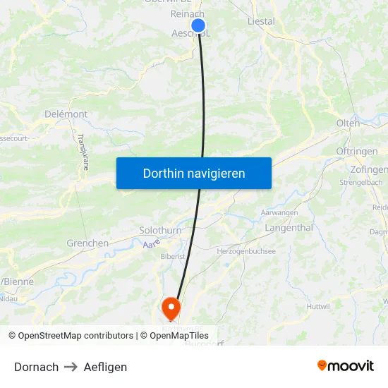 Dornach to Aefligen map