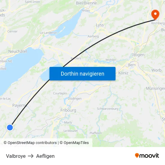 Valbroye to Aefligen map