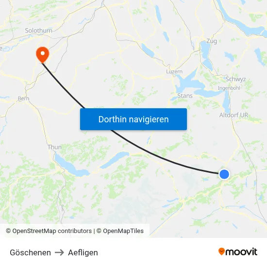 Göschenen to Aefligen map