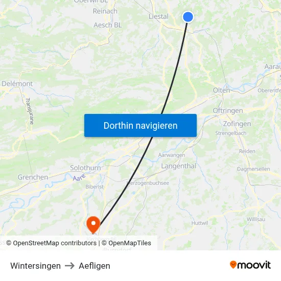 Wintersingen to Aefligen map