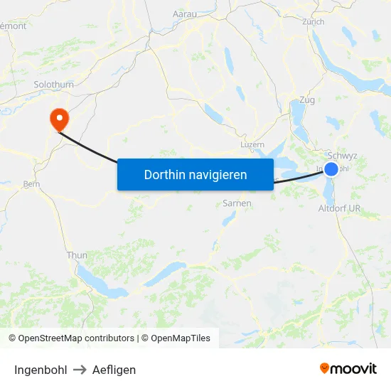 Ingenbohl to Aefligen map