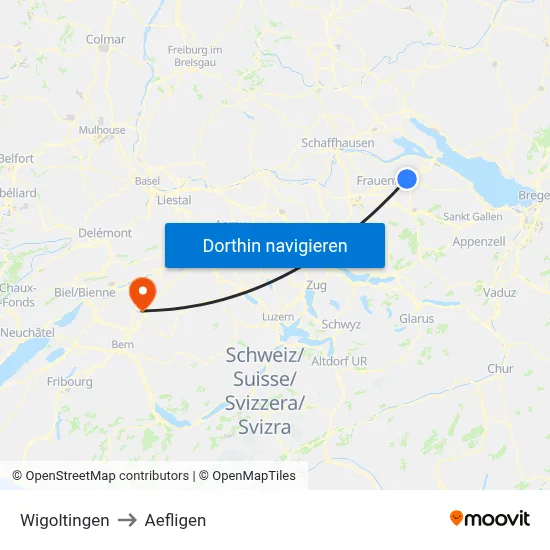 Wigoltingen to Aefligen map
