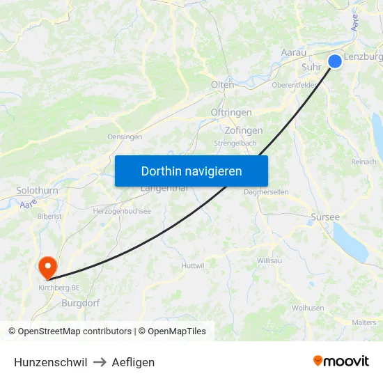 Hunzenschwil to Aefligen map