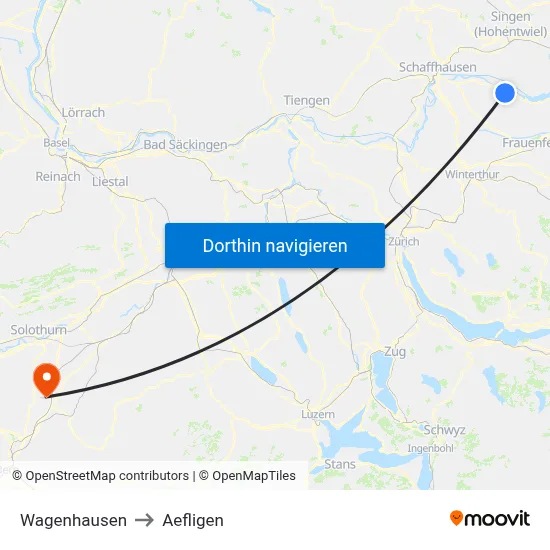 Wagenhausen to Aefligen map