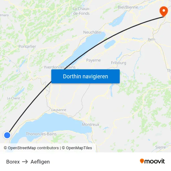 Borex to Aefligen map