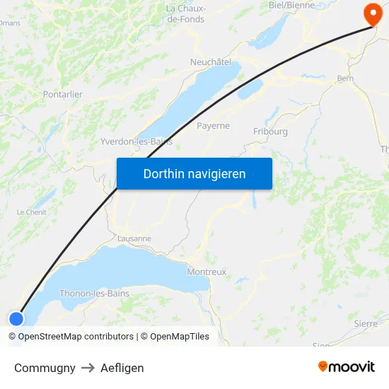 Commugny to Aefligen map