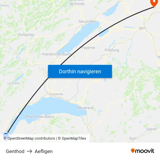 Genthod to Aefligen map