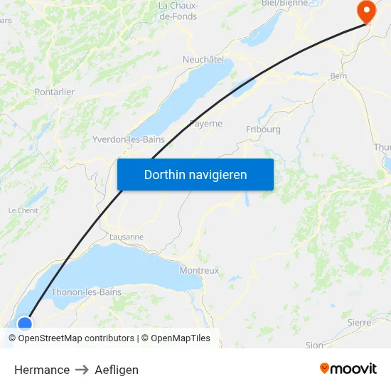 Hermance to Aefligen map