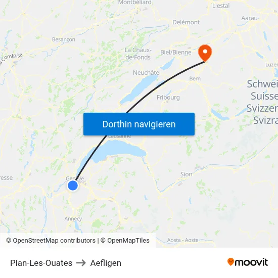 Plan-Les-Ouates to Aefligen map