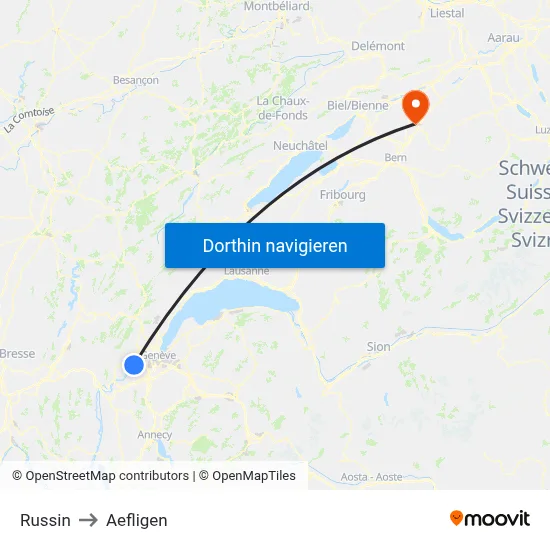 Russin to Aefligen map
