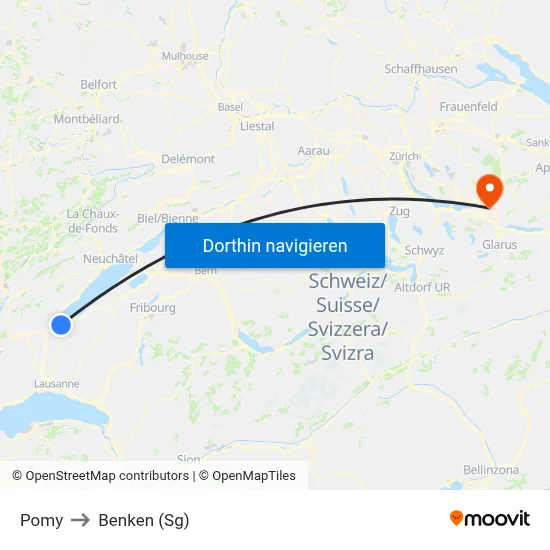 Pomy to Benken (Sg) map