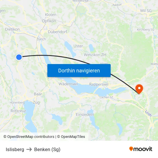 Islisberg to Benken (Sg) map