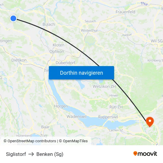 Siglistorf to Benken (Sg) map