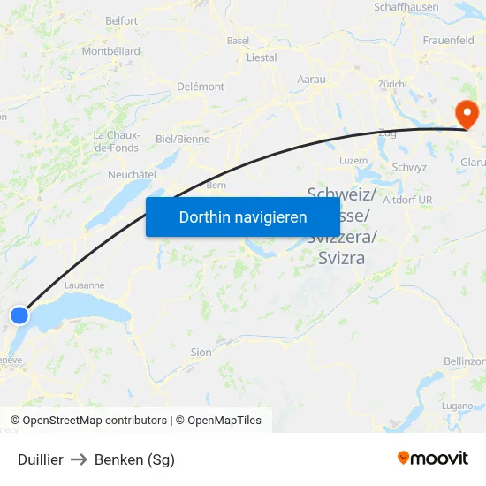 Duillier to Benken (Sg) map