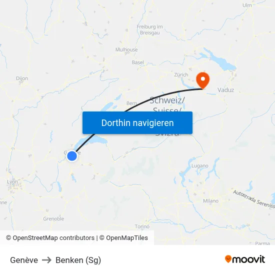 Genève to Benken (Sg) map