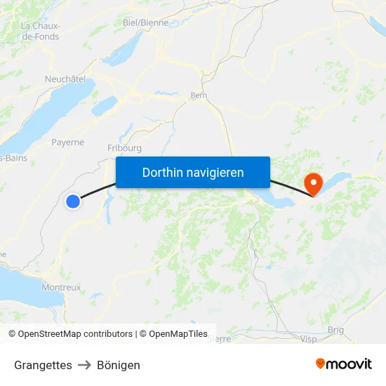 Grangettes to Bönigen map