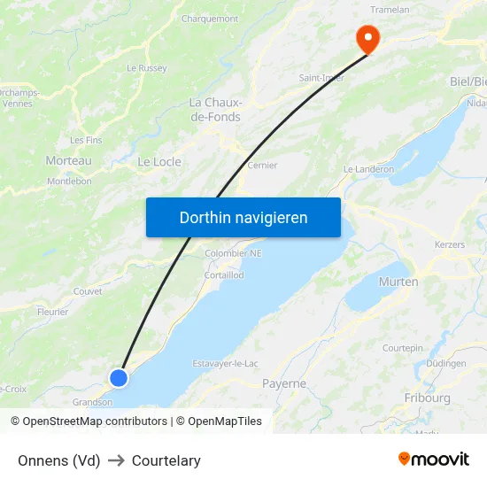Onnens (Vd) to Courtelary map