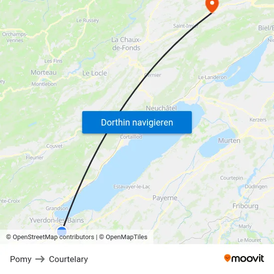 Pomy to Courtelary map