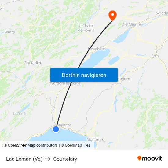 Lac Léman (Vd) to Courtelary map