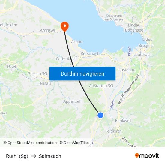 Rüthi (Sg) to Salmsach map