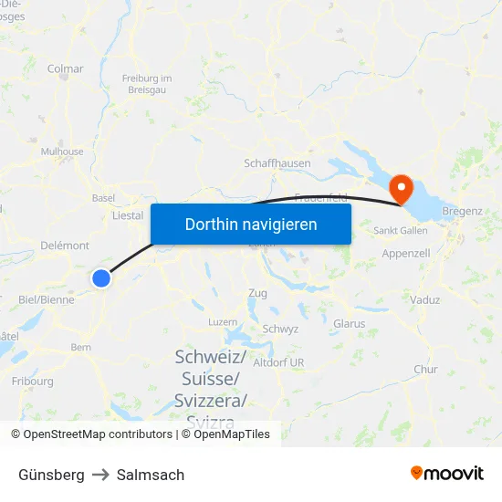 Günsberg to Salmsach map