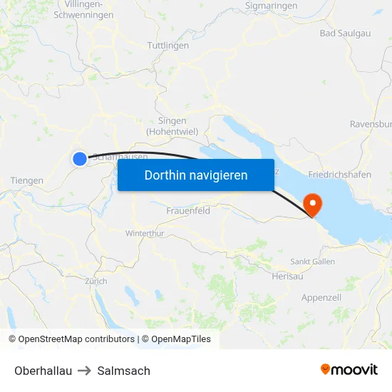 Oberhallau to Salmsach map