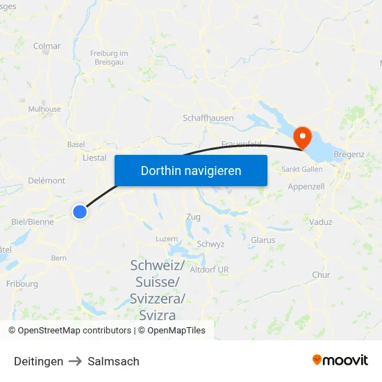 Deitingen to Salmsach map