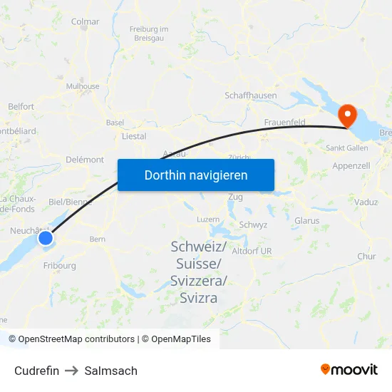 Cudrefin to Salmsach map