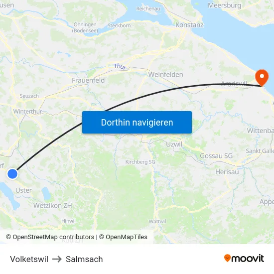 Volketswil to Salmsach map