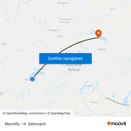 Machilly to Salmsach map