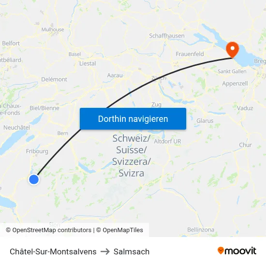 Châtel-Sur-Montsalvens to Salmsach map