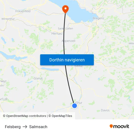 Felsberg to Salmsach map