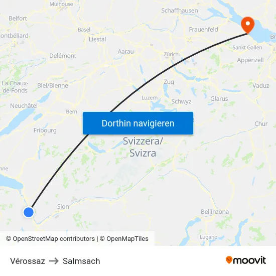 Vérossaz to Salmsach map