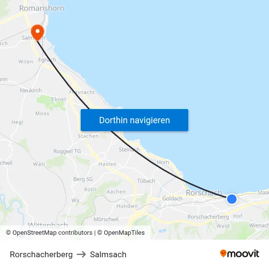 Rorschacherberg to Salmsach map