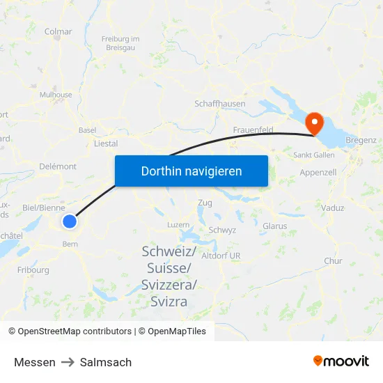 Messen to Salmsach map
