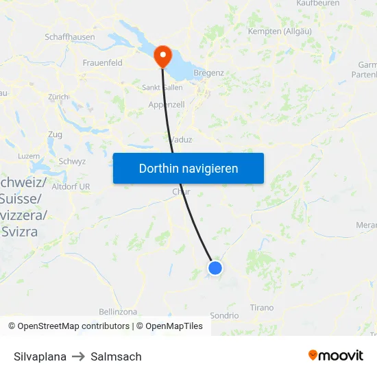 Silvaplana to Salmsach map