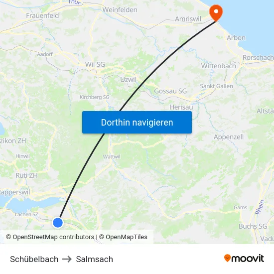 Schübelbach to Salmsach map