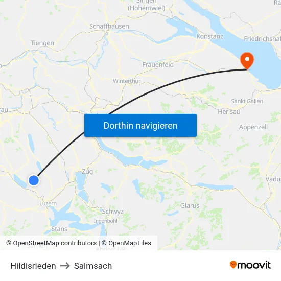 Hildisrieden to Salmsach map