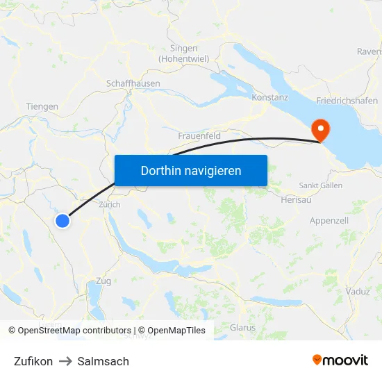 Zufikon to Salmsach map