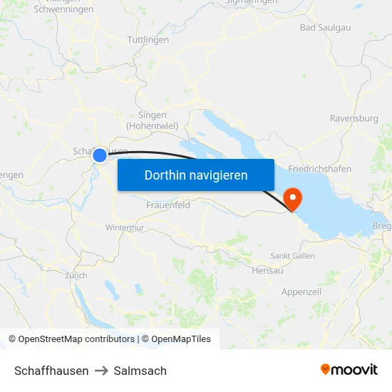 Schaffhausen to Salmsach map