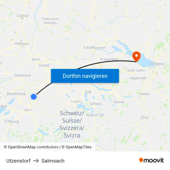 Utzenstorf to Salmsach map