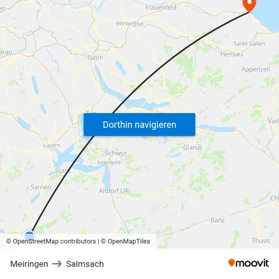 Meiringen to Salmsach map