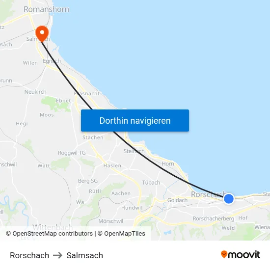 Rorschach to Salmsach map