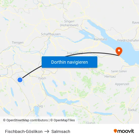 Fischbach-Göslikon to Salmsach map