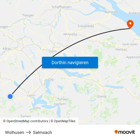 Wolhusen to Salmsach map