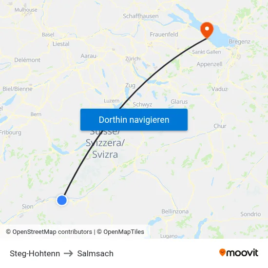 Steg-Hohtenn to Salmsach map