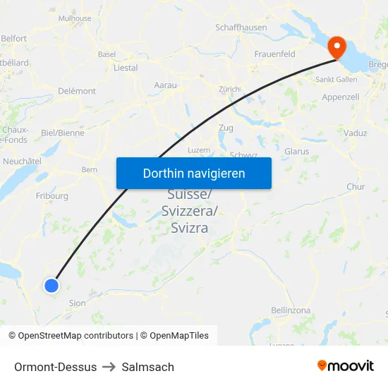 Ormont-Dessus to Salmsach map